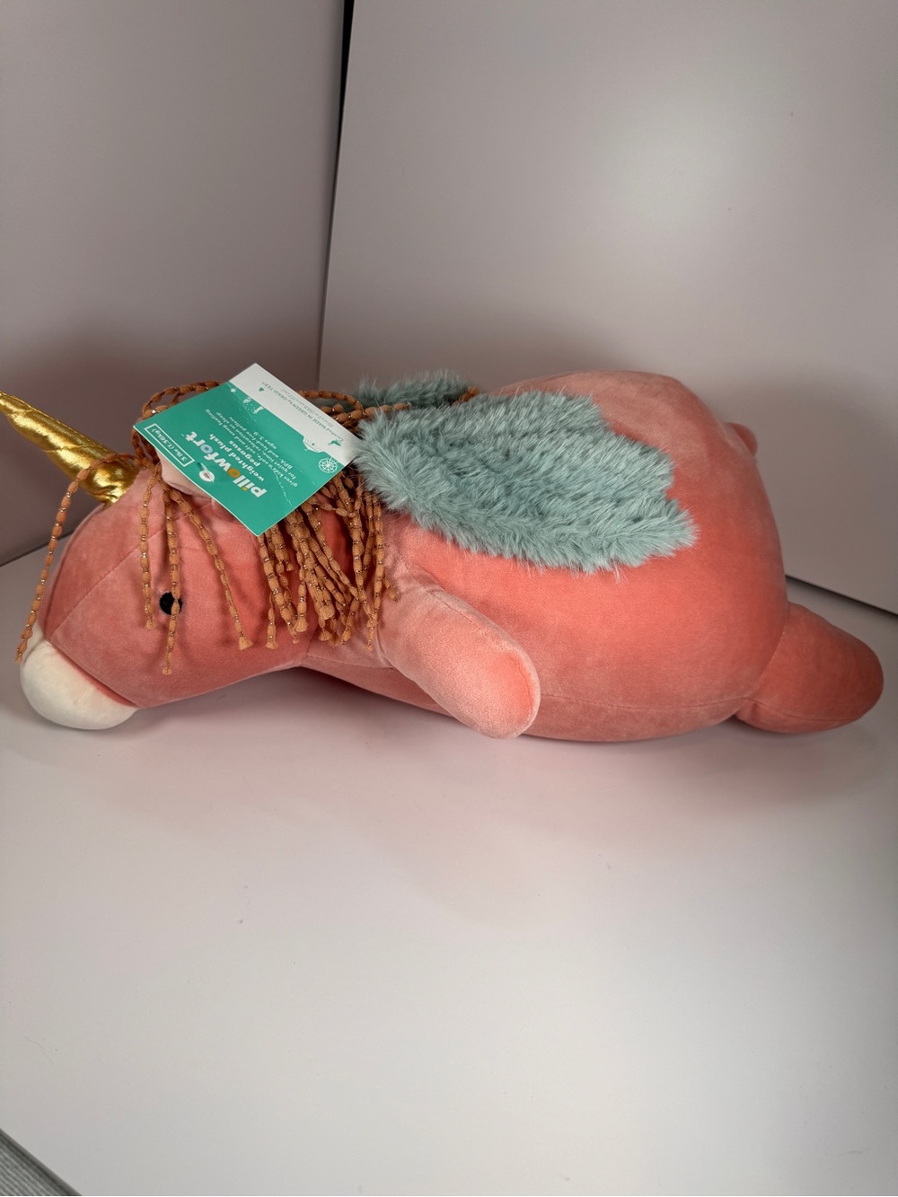 Large adorable Pillowfort Weighted Plush Pink Pegasus  unicorn - 3lbs New NWT